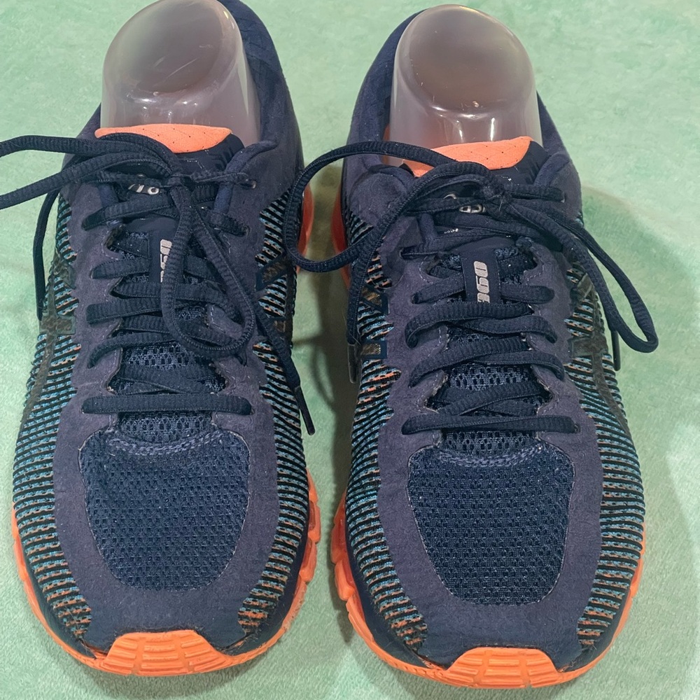 Asics Orange and Blue Athletic Shoes with Breathable Mesh